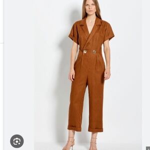 Nicholas brown linen jumpsuit
